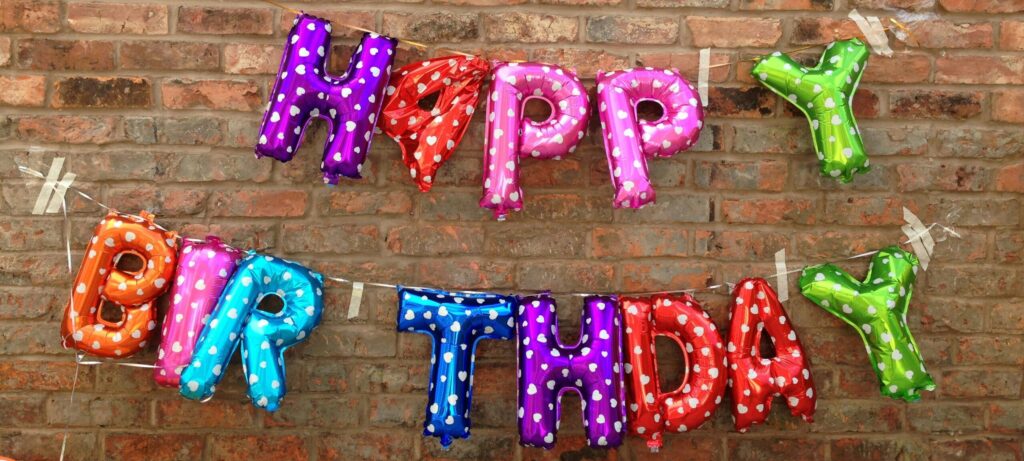 purple happy birthday wall decor